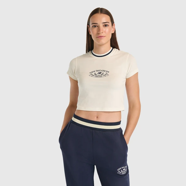 New Balance   NB Lifestyle Women Tshirt Kadın Bej T-Shirt - WNT3501 ürün görseli 1