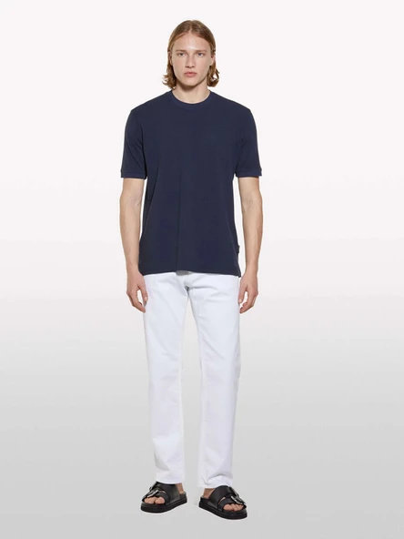 Sisley   %100 Pamuk Bisiklet Yaka Regular Fit T-Shirt Erkek Lacivert T-Shirt - 325P3089S104J ürün görseli 1