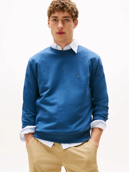 Tommy Hilfiger   ESSENTIAL TERRY CREWNECK Erkek Mavi Sweatshirt - MW0MW37237 ürün görseli 1