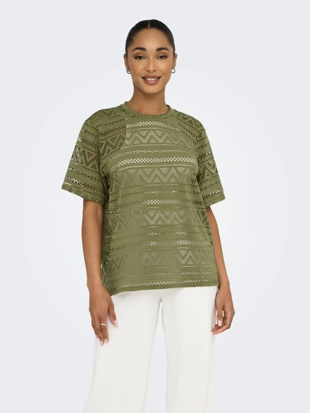 Only   ONLANIRI S/S O-NECK TOP JRS Kadın Yeşil T-Shirt - 15350242 ürün görseli 1