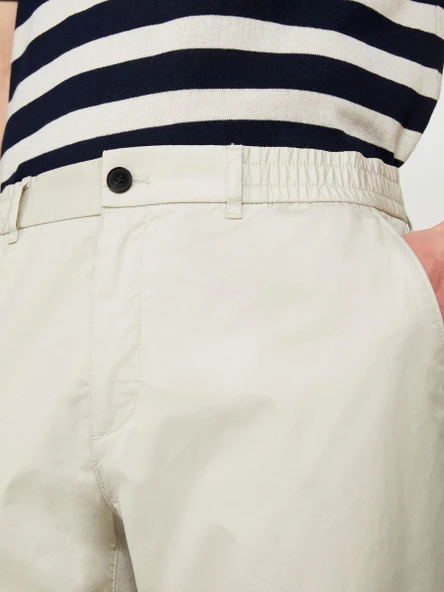 Sisley   %100 Pamuk Beli Büzgülü Slim Confort Fit Pantolon Erkek Gri Pantolon - 324P4IUKSF046 ürün görseli 1