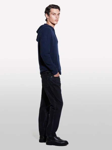Sisley   Pamuk Karışımlı Kanguru Cepli Kapüşonlu Sweatshirt Erkek Soluk Lacivert Sweatshirt - 324A1QPSS200Q ürün görseli 1