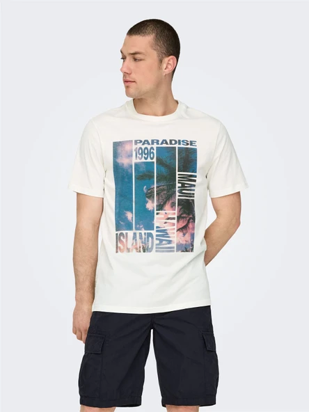 Only & Sons   ONSMAGDY LIFE REG PHOTOPRINT SS TEE Erkek Beyaz T-Shirt - 22029454 ürün görseli 1
