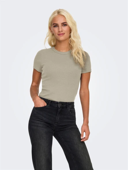 Only   ONLVAL S/S O-NECK TOP CC JRS Kadın Bej T-Shirt - O15339774 ürün görseli 1