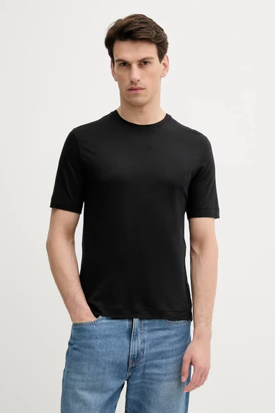 Sisley   Liyosel Karışımlı Yırtmaçlı Regular Fit T-Shirt Erkek Siyah T-Shirt - 325P361VS104K ürün görseli 1