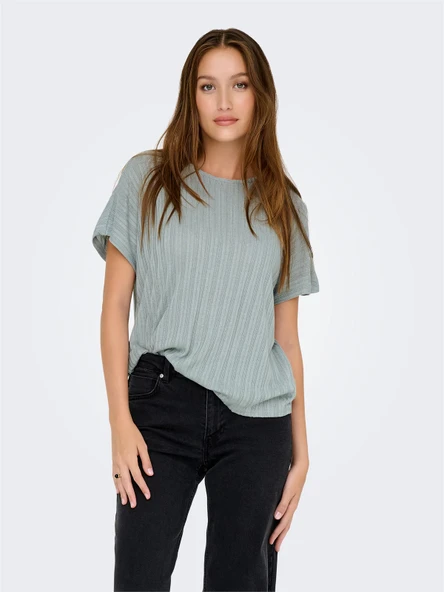 Only   ONLIRINA S/S O-NECK TOP JRS NOOS Kadın Mavi T-Shirt - 15349079 ürün görseli 1