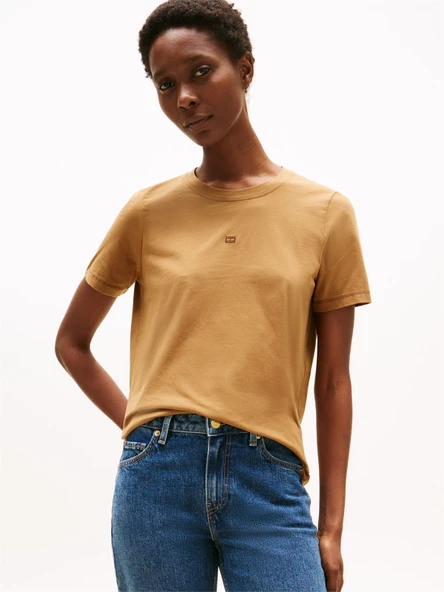 Tommy Hilfiger   TONAL FLAG REG C-NK SS TEE Kadın Kahverengi T-Shirt - WW0WW45626 ürün görseli 1