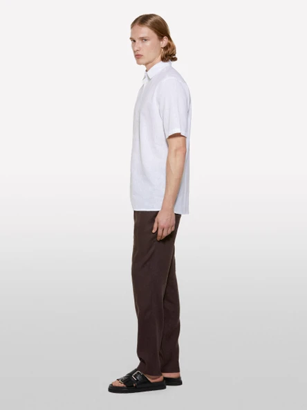 Sisley   Keten Karışımlı Regular Fit Kısa Kollu Gömlek Erkek Beyaz Gömlek - 325P51FCSQ03K ürün görseli 1