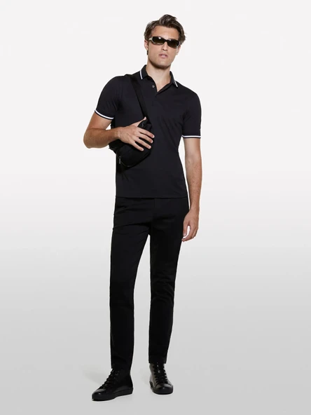 Sisley   Slim Fit Vintage Efekt Chino Pantolon Erkek Siyah Pantolon - 325A4DM6SF02Y ürün görseli 1