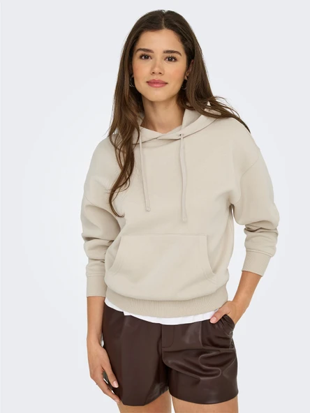 Only   ONLBEST LIFE L/S HOOD SWT NOOS Kadın Gri Sweatshirt - 15338730 ürün görseli 1