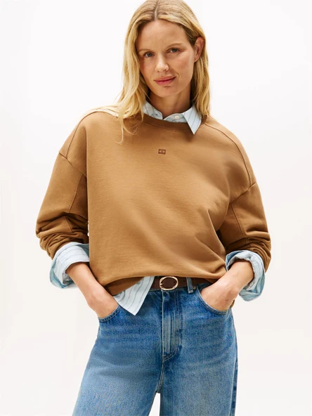 Tommy Hilfiger   TONAL FLAG MDRN TERRY SWTSHRT Kadın Kahverengi Sweatshirt - WW0WW45754 ürün görseli 1