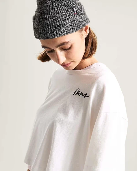 Vans   Classic Script Kadın Beyaz T-Shirt - VN000QDF - Resim 4