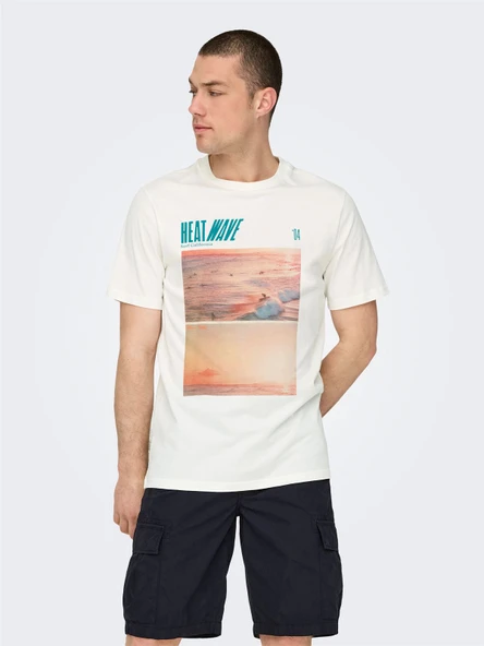 Only & Sons   ONSMAGDY LIFE REG PHOTOPRINT SS TEE Erkek Beyaz T-Shirt - 22029454 ürün görseli 1