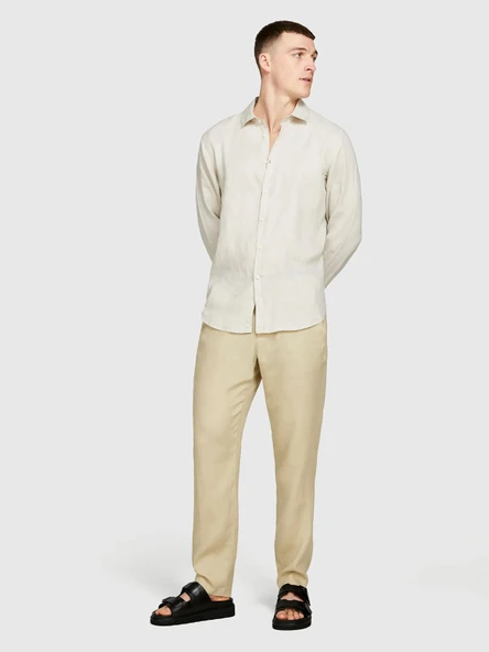 Sisley   %100 Keten Regular Fit Gömlek Erkek Bej Gömlek - 325P5BKUSQ029 ürün görseli 1