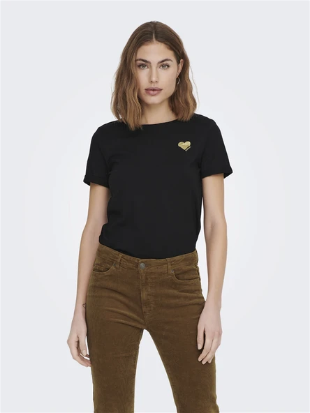 Only   ONLKITA LIFE S/S TOP NOOS Kadın Siyah T-Shirt - 15244714 ürün görseli 1