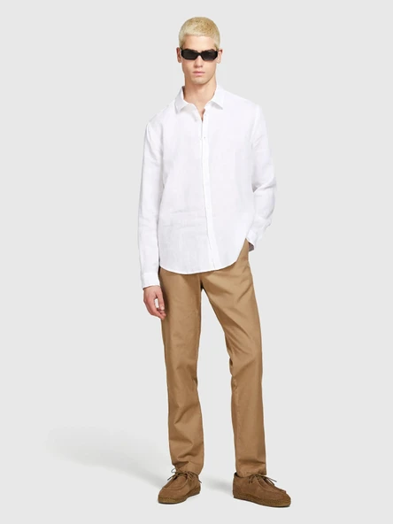 Sisley   %100 Keten Regular Fit Gömlek Erkek Beyaz Gömlek - 325P5BKUSQ029 ürün görseli 1