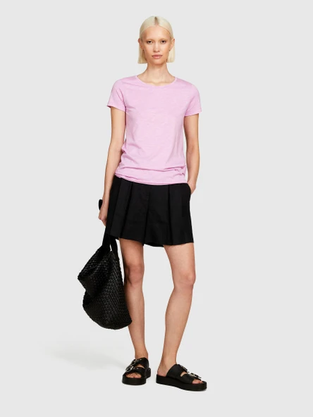 Sisley   Pamuk Modal Karışımlı Bisiklet Yaka T-Shirt Kadın Sarı T-Shirt - 324P3TNHL103L ürün görseli 1