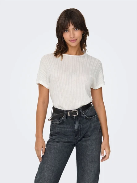 Only   ONLIRINA S/S O-NECK TOP JRS NOOS Kadın Beyaz T-Shirt - 15349079 ürün görseli 1