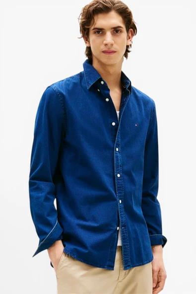 Tommy Hilfiger   CHAMBRAY RF SHIRT Erkek Mavi Gömlek - MW0MW38134 ürün görseli 1