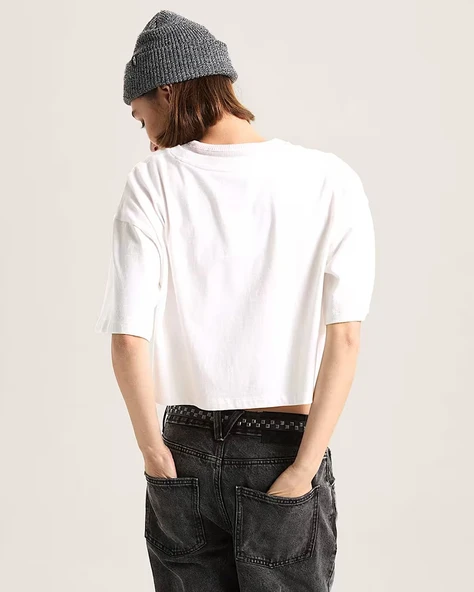 Vans   Classic Script Kadın Beyaz T-Shirt - VN000QDF - Resim 5