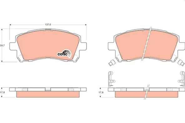 Ön Fren Balata Subaru Forester 2.0L S Turbo 97-02 / Outback 2.5L 3.0L 99-09 26296AE080-26296AE100-26296AE141 ürün görseli 1