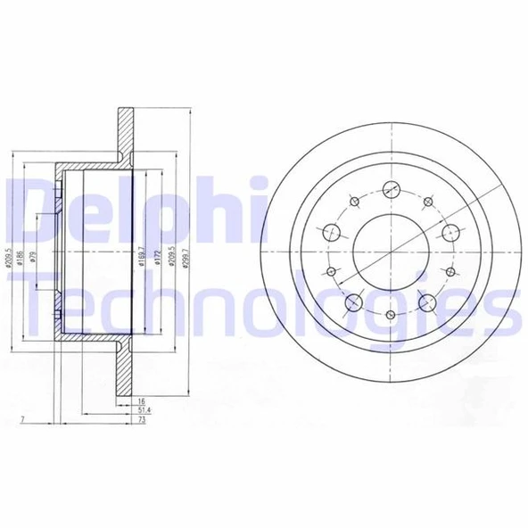 Arka Fren Dıskı Boxer 06>Ducato 06>Jumper 06> 2.2D 2.3D 3.0Hdı 300X16x5dl 1607880680-4249.41-4249.42-51749555 ürün görseli 1