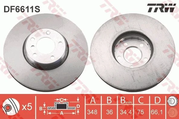 Fren Dıskı On Adet Sol Bmw F10 F01 F06 F07 F12 F13 34116785669 ürün görseli 1