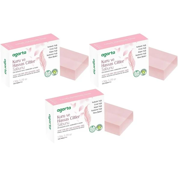 Agarta El Yapımı Doğal Sabun 150GR Kuru ve Hassas Ciltler (3 Lü Set) ürün görseli 1