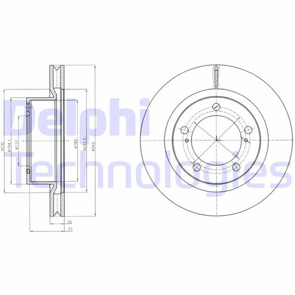 Ön Fren Diski Hava Kanallı Toyota Landcruıser 4.7L 2Uz-Fe V8 Uzj200 08-> / 4.5L 1Vd-Ftv Vdj200 Diz El D4-D 08-> 340 Çap X 5 Bijon - Adet Disk Fiyatıdır 4351260180 ürün görseli 1