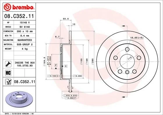 Fren Dıskı Arka Bmw F40 F44 F45 F46 F48 F39 F70 F74 U06 U11 U10 . Mını F54 F55 F56 F57 F60 F65 F66 F 67 34216799367 ürün görseli 1