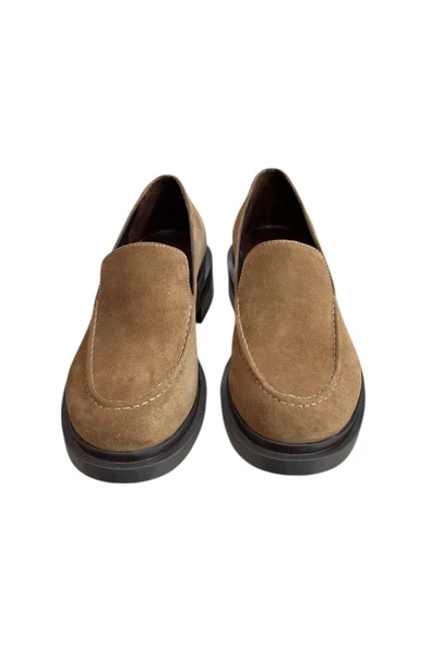 Kahve Hakiki Deri Süet Loafer - Resim 2
