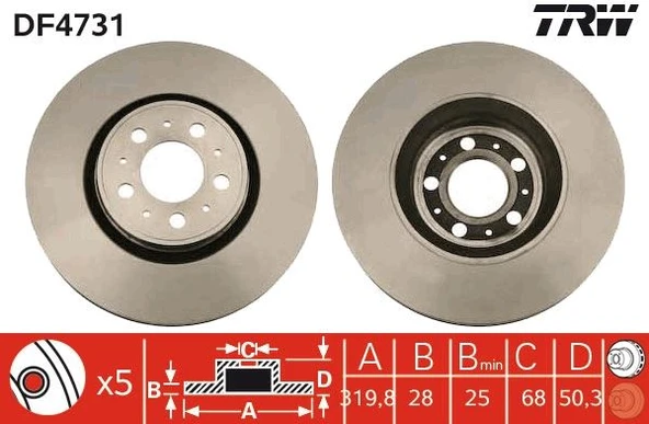 On Fren Dısk Aynası Havalı S60 00>10 S80 00> 10 V70 01> 10 Xc70 02> 10 S80 I 00>06 9475266 ürün görseli 1