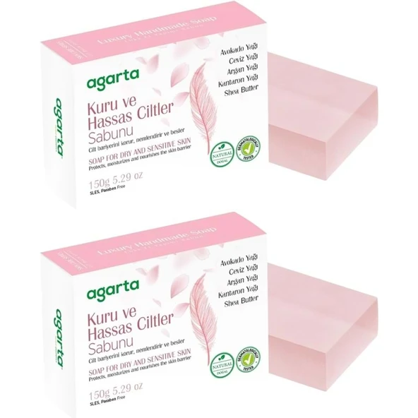 Agarta El Yapımı Doğal Sabun 150GR Kuru ve Hassas Ciltler (2 Li Set) ürün görseli 1