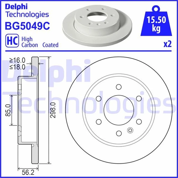 Fren Dıskı Arka Mercedes Sprınter B907 B910 18> Elektronık Park Frenı A9104232100 ürün görseli 1