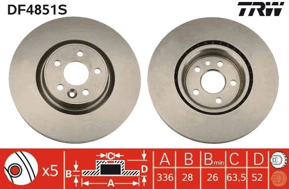 On Fren Dısk Aynası Havalı Volvo S60 Iı 10>15 S80 Iı 06> V60 I 11>15 V70 Iıı 07>15 Xc70 Iı 09>15 336Cm Cap 30769057-30736313 ürün görseli 1