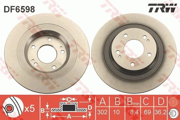 Arka Fren Aynası Dolu Tip P4008-C4 Aırcross 1.6-1.8 12 > / Mıtsubıshı Asx 1.6L 9Hd Dv6 Dı-D Ga7w 1 5-> 302 Çap X 5 Bijon - Takım Disk Fiyatıdır 1609901080-4615A125-4615A168 ürün görseli 1