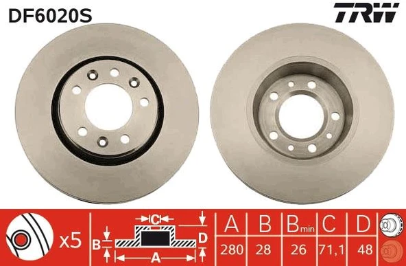 Ön Fren Diski Expert-Jumpy-Scudo-Proace 07> 280X28x5 Havalı Abs Sız Araçlar İçin 4249.J9-4249.87-SU001A1063 ürün görseli 1