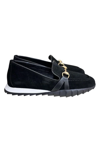 Siyah Hakiki Deri Süet Toka Detay Comfort Taban Spor Loafer ürün görseli 1