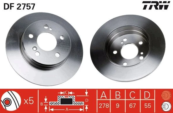 Fren Dıskı Arka Mercedes W202 W203 Cl203 W210 C208 W124 A2034230112 ürün görseli 1