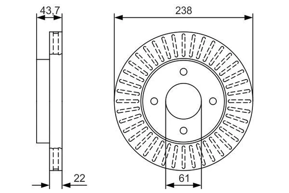 Ön Fren Diski Hava Kanallı Nıssan Tııda C11 03-06 / Mıcra 1.4L Cr14de 03-10 238 Çap X 4 Bijon - Adet Disk Fiyatıdır 40206AX000-40206CT40A ürün görseli 1