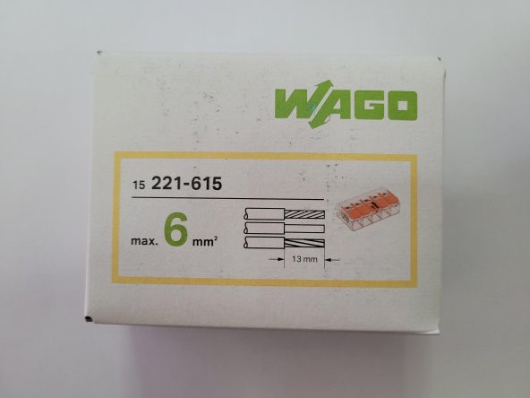 Wago 221-615 5li Yaylı Tırnaklı Klemens 6mm 15 Adet Kutu ürün görseli 1