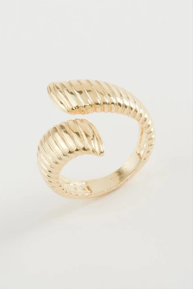 Oval Çizgili Metal Yüzük ürün görseli 1