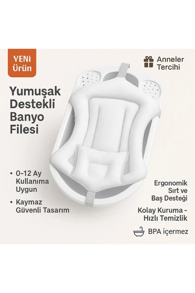 Kafa Yastıklı Köpük MODERN File, Bebek Banyo Filesi ( Katlanır Küvet Için Uyumludur. ) ürün görseli 1