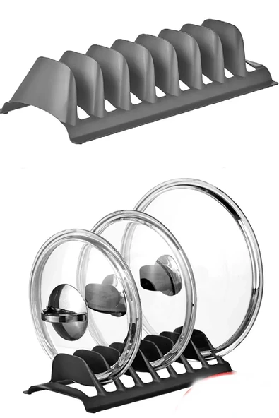 8 Bölmeli Tencere Kapak Rafı - Simple Tabaklık - Kapak Organizeri ürün görseli 1