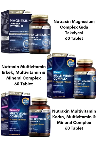 Magnezyum Complex 60 Tablet + Men's & Kadın Multivitamin Mineral Complex 60 Tablet - 3 Ürün ürün görseli 1