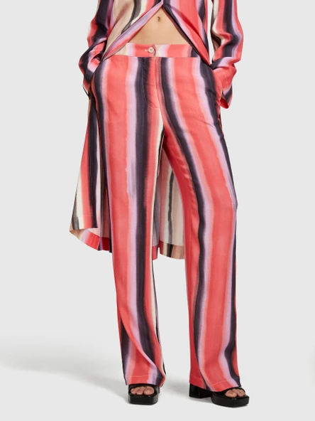 Sisley   %100 Viskoz Tamamı Desenli Elastik Bel Bantlı Pantolon Kadın Yeşil Pantolon - 324P4ZDNLF05F ürün görseli 1