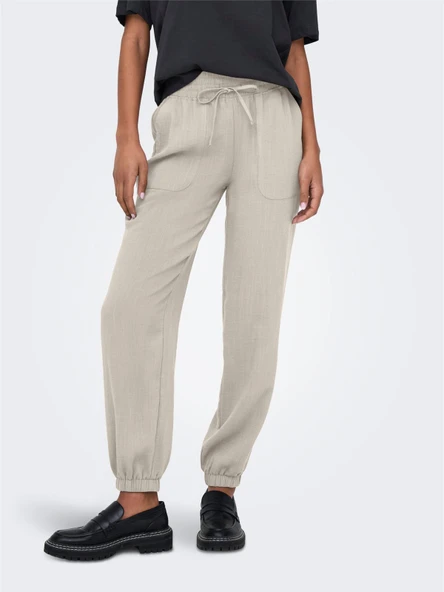 Only   ONLBOLZANO HW PULL-UP PANT MOCH PNT Kadın Bej Pantolon - 15352641 ürün görseli 1