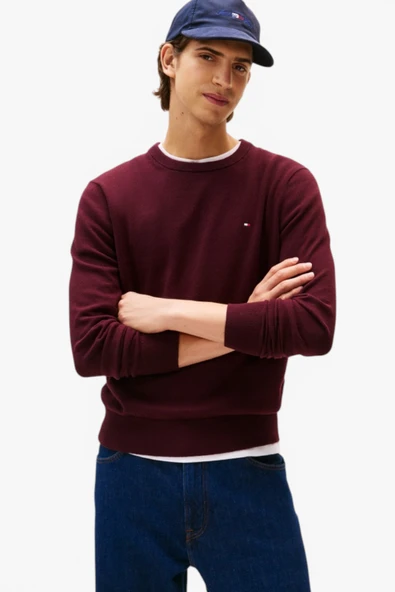 Tommy Hilfiger   PIMA ORG CTN CASHMERE CREW NECK Erkek Kırmızı Kazak - MW0MW28046 ürün görseli 1
