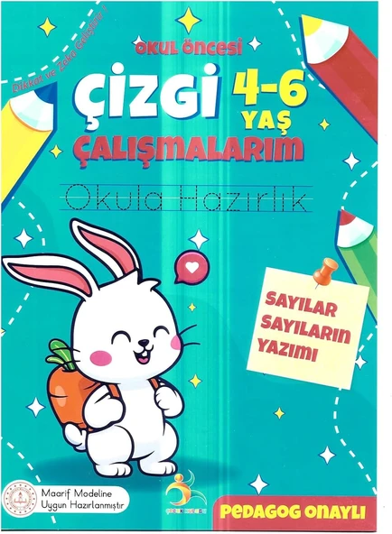 Okul Öncesi Çizgi Çalışmaları ve Sayılar Ve Sayıların Yazımı Eğitim Kitabı, 4-6 Yaş Çocuklar için Gelişim Aktiviteleri ürün görseli 1