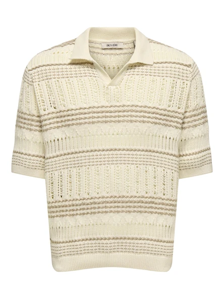Only & Sons   ONSKARLOS RLX SS RESORT POLO KNIT Erkek Beyaz Kazak - 22033570 ürün görseli 1